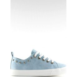 Trampki z cyrkoniami niebieskie BL122p Blue. Niebieskie trampki i tenisówki damskie ButyModne, bez wzorów, ze skóry ekologicznej, bez zapięcia. W wyprzedaży za 79.00 zł.