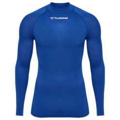 Koszulka z długim rękawem z dekoltem w serek Hummel Comfort 2.0. Niebieskie bluzy męskie Hummel, bez wzorów, z poliamidu, sportowe, bez ramiączek, bez kaptura. Za 180.00 zł.