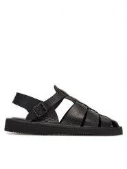 Fracap Sandały D034 Czarny. Czarne sandały damskie Fracap, bez wzorów, ze skóry, bez obcasa, na płaskiej podeszwie, bez zapięcia. Za 499.99 zł.