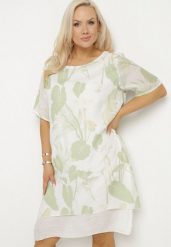 Jasnozielona Sukienka w Kwiaty z Bawełnianą Podszewką Mailionis. Zielone sukienki damskie Born2be, na co dzień, na lato, xl, bez wzorów, z bawełny, eleganckie, bez kołnierzyka, bez ramiączek, midi. Za 59.99 zł.