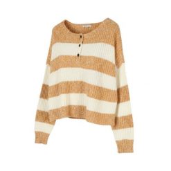 American Eagle Outfitters damski sweter oversize w paski, pomarańczowy XL. Białe swetry nierozpinane damskie 55PROTEC, xl, bez wzorów, z bawełny, bez kołnierzyka, bez ramiączek. Za 302.99 zł.