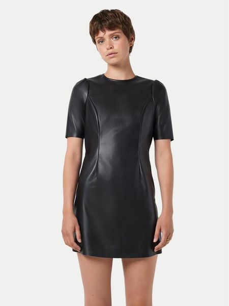 Noisy May Sukienka z imitacji skóry Hill 27012545 Czarny Regular Fit. Czarne sukienki damskie Noisy May, xs, bez wzorów, ze skóry, bez kołnierzyka, bez ramiączek. Za 119.99 zł.