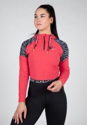 Zion Cropped Bluza z kapturem - Czerwony. Czerwone bluzy damskie GORILLA WEAR, s, bez wzorów, z elastanu, bez ramiączek, z kapturem. Za 287.85 zł.
