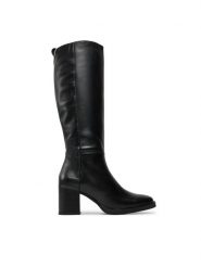 Tommy Hilfiger Kozaki Long Boot Mid Wrapped Lthr Heel FW0FW08099 Czarny. Czarne kozaki damskie Tommy Hilfiger, bez wzorów, ze skóry, bez obcasa, na słupku, bez zapięcia. Za 1,199.00 zł.
