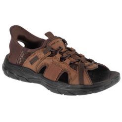 Sandały męskie, Slip-Ins: Revolted SS - Merrick. Czarne sandały męskie Skechers, na lato, bez wzorów, bez zapięcia. Za 299.99 zł.