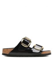 Birkenstock Klapki Arizona 1021476 Czarny. Czarne klapki damskie Birkenstock, bez wzorów, z lakierowanej skóry, bez obcasa, bez zapięcia. Za 719.99 zł.