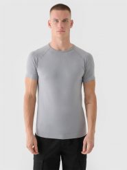 4F T-shirt bezszwowy regular męski 4F x Robert Lewandowski - szary L/XL. Szare t-shirty męskie 4F, l, bez wzorów, z dzianiny, bez kołnierzyka, bez ramiączek. W wyprzedaży za 79.99 zł.
