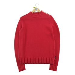 Damski czerwony sweter. Czerwone swetry nierozpinane damskie Ralph Lauren, l, bez wzorów, ze skóry, eleganckie, bez kołnierzyka, bez ramiączek. Za 76.64 zł.
