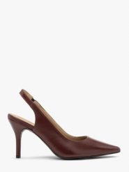 Bordowe czółenka slingback bez pięty. Czerwone czółenka damskie Ryłko, bez wzorów, ze skóry, eleganckie, bez obcasa, na obcasie, bez zapięcia. Za 379.99 zł.