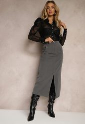 Szara Spódnica Ołówkowa z Wiskozą High Waist z Rozcięciem Semivinia. Szare spódnice damskie Renee, na co dzień, s, bez wzorów, z wiskozy, eleganckie, z podwyższonym stanem, midi, ołówkowe. Za 69.99 zł.