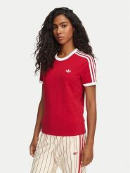 Adidas T-Shirt 3-Stripes Slim KS4779 Czerwony Regular Fit. Czerwone t-shirty damskie Adidas, m, bez wzorów, z bawełny, bez kołnierzyka, bez ramiączek. Za 149.99 zł.