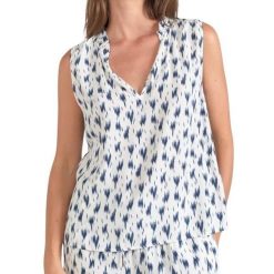 Koszulka damska Le Temps des cerises Rosita. Niebieskie bluzki damskie Le Temps Des Cerises, bez wzorów, bez kołnierzyka, bez ramiączek. W wyprzedaży za 206.00 zł.