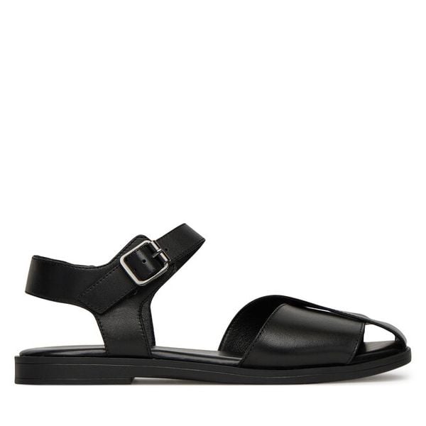 Sandały Lasocki. Czarne sandały damskie Lasocki, bez wzorów, bez obcasa, na płaskiej podeszwie, bez zapięcia. Za 159.99 zł.