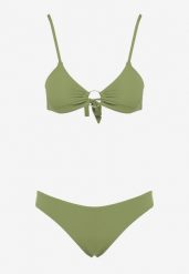 Zielone Bikini z Ozdobnym Kółkiem Przy Biustonoszu Naveena. Zielone bikini Born2be, z aplikacjami. Za 29.99 zł.