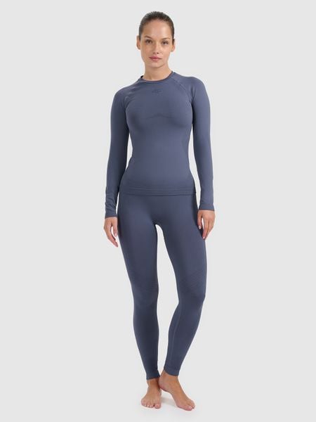 4F Bielizna termoaktywna bezszwowa (dół) damska - granatowa XS/S. Niebieskia bielizna sportowa damska 4F, s, bez wzorów, ze skóry. Za 119.99 zł.