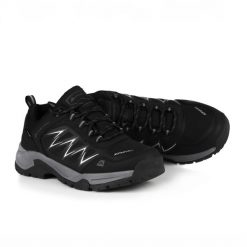 Buty niskie softshellowe Alpine Pro Nige wodoodporne. Czarne buty sportowe męskie Alpine Pro, bez wzorów, bez obcasa, bez zapięcia. Za 299.00 zł.