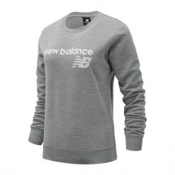 Bluza damska New Balance WT03811AG – szara. Szare bluzy damskie New Balance, xs, bez wzorów, z bawełny, klasyczne, bez ramiączek, bez kaptura. Za 99.99 zł.