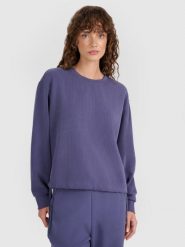 4F Bluza dresowa nierozpinana z modalem damska - granatowa L. Niebieskie bluzy damskie 4F, l, bez wzorów, z dresówki, klasyczne, bez ramiączek, bez kaptura. W wyprzedaży za 149.99 zł.