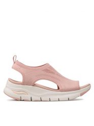 Skechers Sandały City Catch 119236/BLSH Różowy. Czerwone sandały damskie Skechers, bez wzorów, z materiału, bez obcasa, na koturnie, bez zapięcia. Za 199.99 zł.
