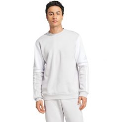 Bluza męska adidas Squadra 25 Sweat Crew. Białe bluzy sportowe męskie Adidas, m, bez wzorów, bez kaptura, do piłki nożnej. Za 169.00 zł.