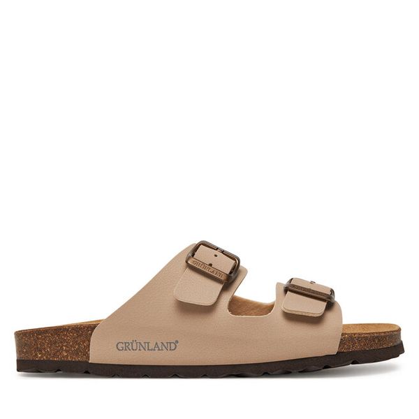 Klapki Grünland. Brązowe klapki damskie Grünland, bez wzorów, bez obcasa, bez zapięcia. Za 189.99 zł.