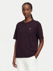 Lacoste T-Shirt TF7215 Bordowy Regular Fit. Czerwone t-shirty damskie Lacoste, bez wzorów, z bawełny, bez kołnierzyka, bez ramiączek. Za 289.99 zł.