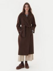 Weekend Max Mara Płaszcz wełniany Tempera 2525016082 Brązowy Regular Fit. Brązowe płaszcze damskie Weekend Max Mara, na zimę, bez wzorów, z wełny, bez kołnierzyka, bez kaptura. Za 3,779.00 zł.