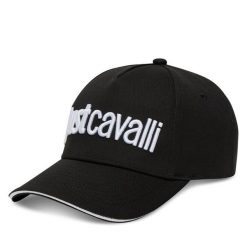Czapka z daszkiem Just Cavalli. Czarne czapki damskie Just Cavalli, bez wzorów. Za 129.99 zł.