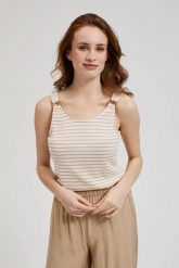 Bluza top w paski biała. Białe bluzy damskie MOODO, s, bez wzorów, bez ramiączek, bez kaptura. W wyprzedaży za 24.99 zł.