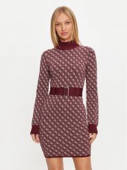 Guess Sukienka dzianinowa Lise W4BK43 Z37K0 Bordowy Regular Fit. Czerwone sukienki damskie Guess, xl, z aplikacjami, z dzianiny, bez kołnierzyka, bez ramiączek. Za 469.99 zł.