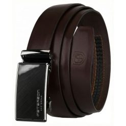 Pasek męski ze skóry naturalnej w ciemnobrązowym kolorze z automatyczną klamrą Peterson PTN A003 D.BROWN. Brązowe paski męskie Peterson, ze skóry, eleganckie. Za 89.99 zł.