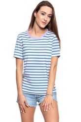 MUSTANG T SHIRT DAMSKI Alina Stripe Tee 1009421 11720. Niebieskie t-shirty damskie Mustang, s, bez wzorów, bez kołnierzyka, bez ramiączek. W wyprzedaży za 39.99 zł.