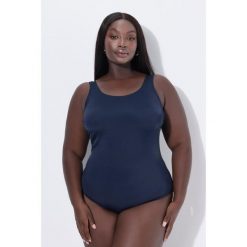 Damskie Strój kąpielowy bardzo miękka podszewka marszczenie z boku. Niebieskie stroje kąpielowe damskie Ulla Popken, plus size, bez wzorów, z elastanu. Za 139.99 zł.