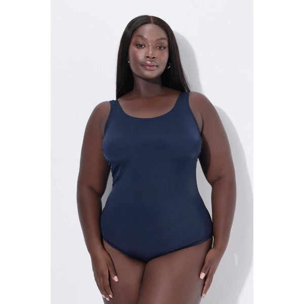 Damskie Strój kąpielowy bardzo miękka podszewka marszczenie z boku. Niebieskie stroje kąpielowe damskie Ulla Popken, plus size, bez wzorów, z elastanu. Za 139.99 zł.