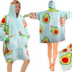 Bluza Koc OVERSIZE XXL 2W1 Gruba Futrzak miękka z kapturem AWOKADO. Bluzy damskie xxxxxxxxxxxxxxxx Verk Group (Verk), xxl, bez wzorów, bez ramiączek, z kapturem. Za 49.99 zł.