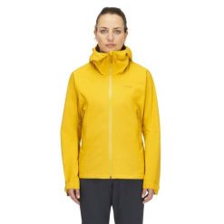 Kurtka przeciwdeszczowa damska Rab Women's Downpour Light Jacket z kapturem. Żółte kurtki sportowe damskie RAB, s, bez wzorów, bez ramiączek, z kapturem, trekkingowe. Za 539.99 zł.