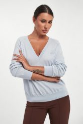 Sweter damski z wełną i jedwabiem ELISABETTA FRANCHI. Swetry nierozpinane damskie Elisabetta Franchi, bez wzorów, z wełny, bez kołnierzyka, bez ramiączek. Za 1,559.00 zł.