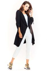 Czarna Dzianinowa Bluza - Narzutka. Czarne bluzy damskie Infinite You, l, bez wzorów, z bawełny, bez ramiączek, bez kaptura. Za 194.90 zł.
