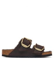 Birkenstock Klapki Arizona Big Buckle 1032982 Brązowy ciemny. Brązowe klapki damskie Birkenstock, bez wzorów, ze skóry, bez obcasa, bez zapięcia. Za 819.99 zł.