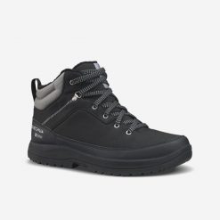 Buty turystyczne męskie Quechua SH100 Mid wodoodporne. Czarne buty zimowe męskie QUECHUA, na zimę, bez wzorów, z kauczuku, przed kolano, bez obcasa, bez zapięcia. W wyprzedaży za 119.99 zł.
