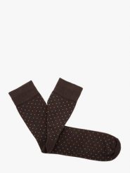 Brązowe skarpety męskie w kropki SKARPETY. Brązowe skarpety męskie Ryłko, bez wzorów, z bawełny. Za 24.99 zł.