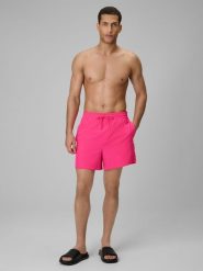 4F Spodenki plażowe boardshorty męskie - różowe S. Czerwone szorty męskie 4F, bez wzorów, z materiału. Za 79.99 zł.