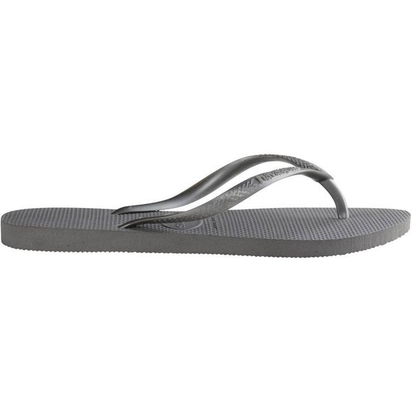 Klapki damskie Havaianas Slim. Szare klapki damskie Havaianas, na lato, bez wzorów, sportowe, bez obcasa, bez zapięcia. W wyprzedaży za 100.70 zł.