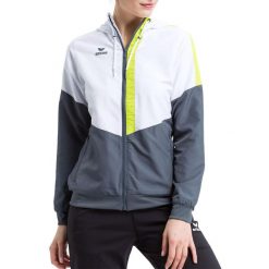 Damska kurtka z kapturem Erima Tracktop Squad. Szare kurtki sportowe damskie Erima, xs, bez wzorów, bez ramiączek, z kapturem, do piłki ręcznej. W wyprzedaży za 131.50 zł.