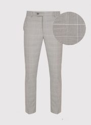 Szare spodnie garniturowe w subtelną kratę P22SF-6G-023-S-S. Szare eleganckie spodnie męskie Pako Lorente, s, bez wzorów, z elastanu. Za 199.99 zł.