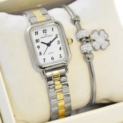 Zegarek Jordan Kerr Zestaw damski zegarek Jordan Kerr SILIA srebrno-złoty z cyframi + bransoletka. Szare zegarki damskie Jordan Kerr, złote. Za 259.00 zł.