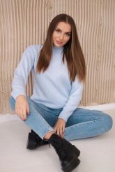 Sweter z półgolfem niebieski. Niebieskie swetry nierozpinane damskie KESI, l, bez wzorów, z wełny, bez kołnierzyka, plus size, bez ramiączek. Za 139.05 zł.