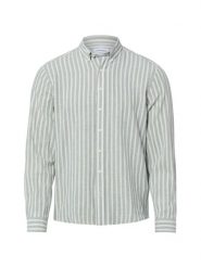 Lindbergh koszula casual z zawartością lnu Mężczyźni Regular Fit Bawełna zielony|biały, S. Białe koszule męskie Lindbergh, m, bez wzorów, z bawełny, casualowe, bez kołnierzyka, bez ramiączek. Za 229.95 zł.