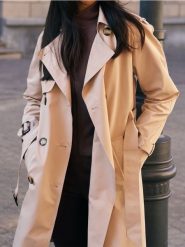 Długi płaszcz z ozdobnymi guzikami - beżowy. Brązowe płaszcze damskie Sinsay, l, bez wzorów, bez kołnierzyka, bez kaptura. Za 119.99 zł.