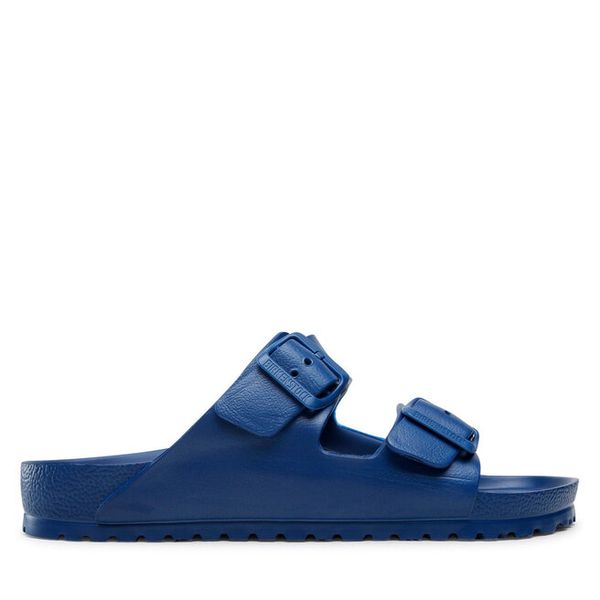 Klapki Birkenstock. Niebieskie klapki męskie Birkenstock, bez wzorów, bez zapięcia. Za 199.99 zł.